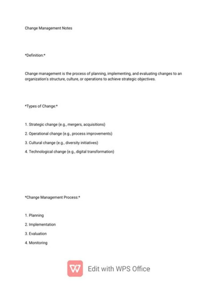 Change Management Notes PDF for Seamless Transition
