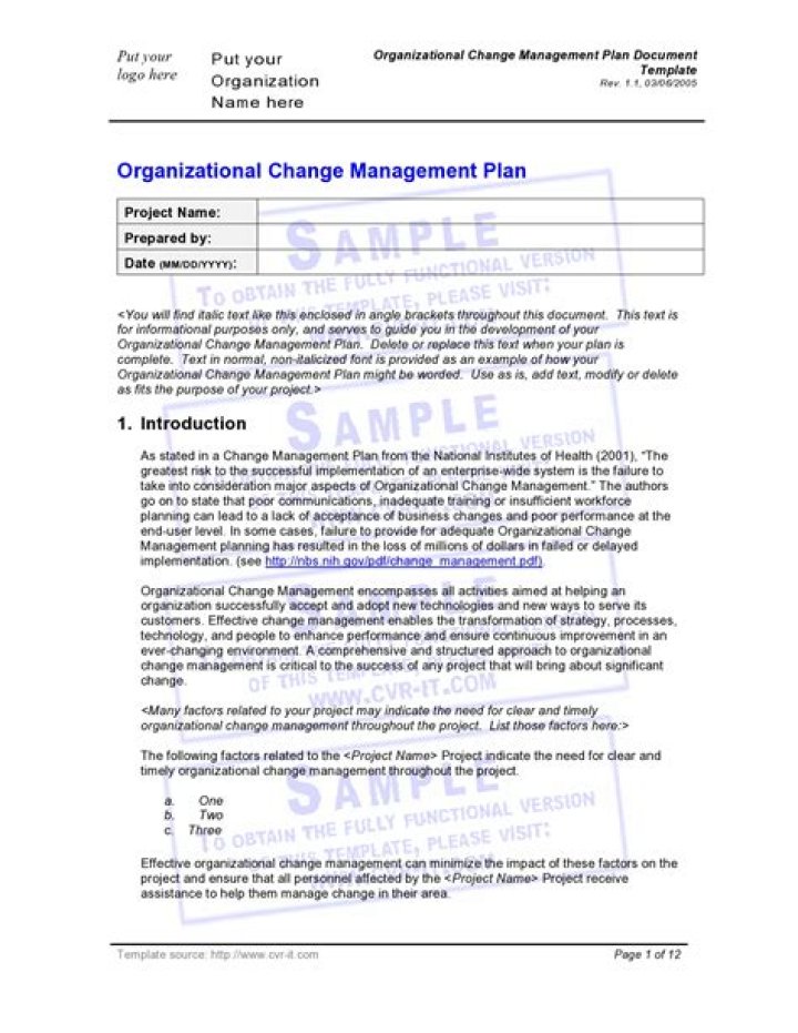 Free Change Management Plan Sample PDF for Seamless Transitions