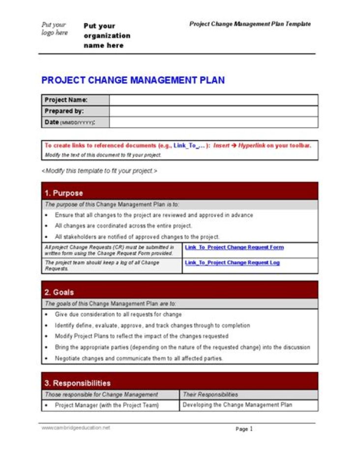 Change Management Plan Template PDF for Seamless Implementation
