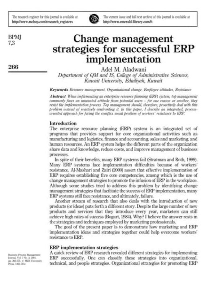 Change Management Strategies for Successful ERP Implementation: A Step-by-Step PDF Guide
