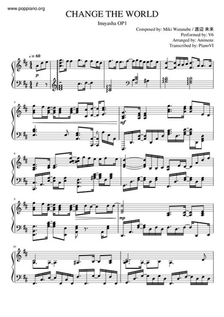 Change the World Sheet Music PDF – Free Download