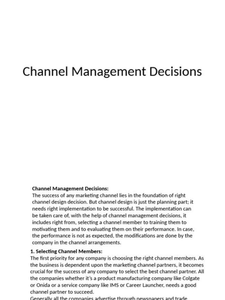 Essential Channel Management Decisions PDF: Expert Guide