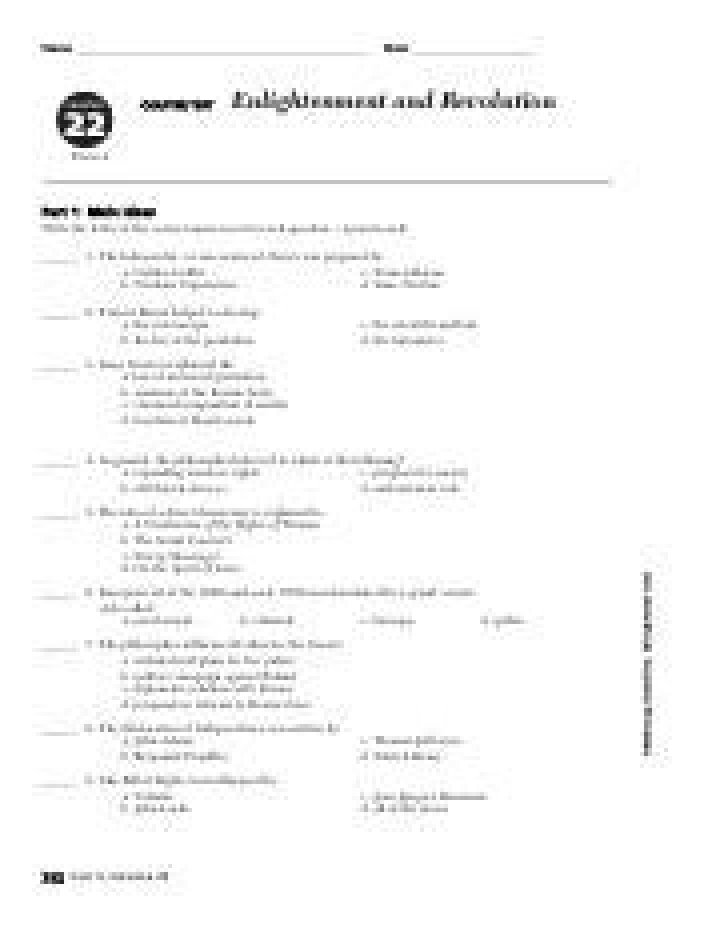 Chapter 22 Enlightenment & Revolution PDF Answer Key