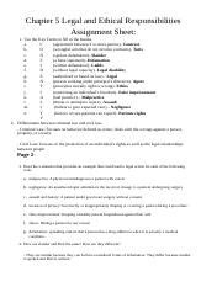 Chapter 5: Legal and Ethical Responsibilities – Answer Key PDF