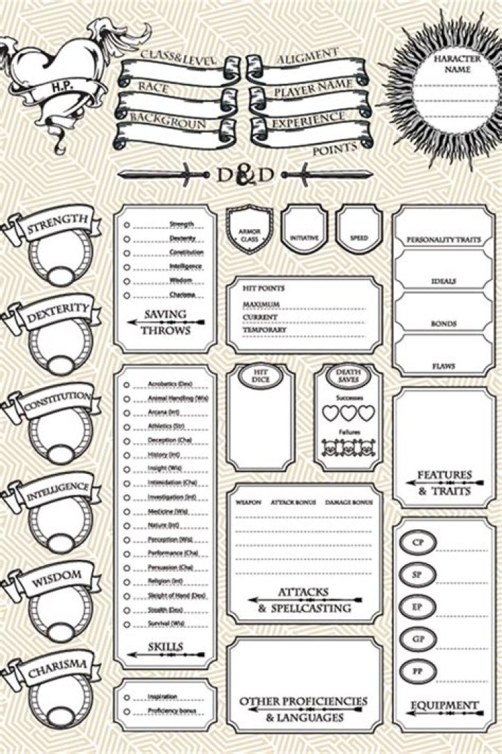 Free 5e Character Sheet PDF – Printable Fantasy RPG Character Template