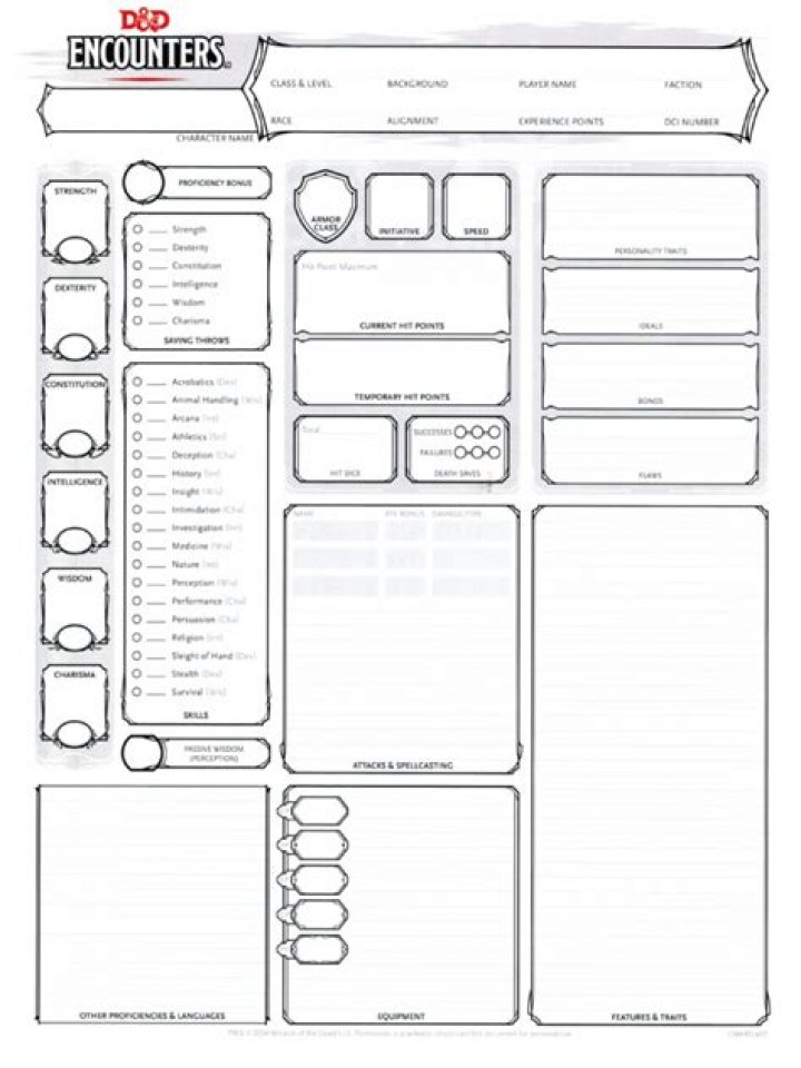Free Character Sheet Template PDF for RPGs & Comics