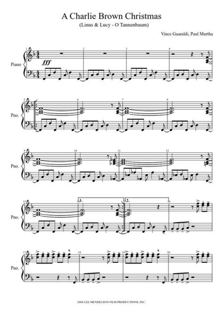 Charlie Brown Christmas Sheet Music PDF for Easy Download