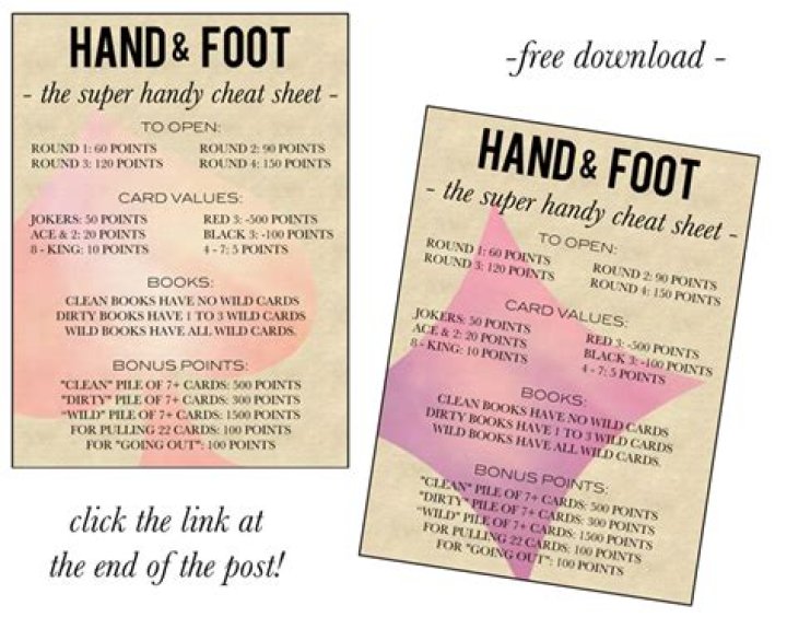 Printable Hand & Foot Card Game Rules Cheat Sheet – PDF Guide