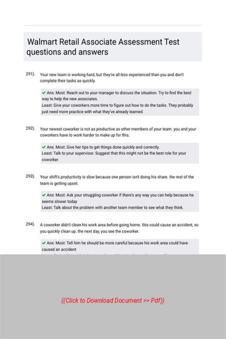 Walmart Manager Assessment Test Answers Cheat Sheet PDF – Instant Download
