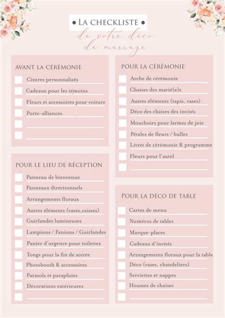 Check Liste Mariage PDF – Téléchargez le Modèle Complet