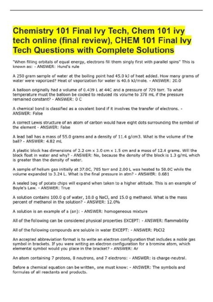Chem 101 Past Questions PDF – Download Free Exam Papers
