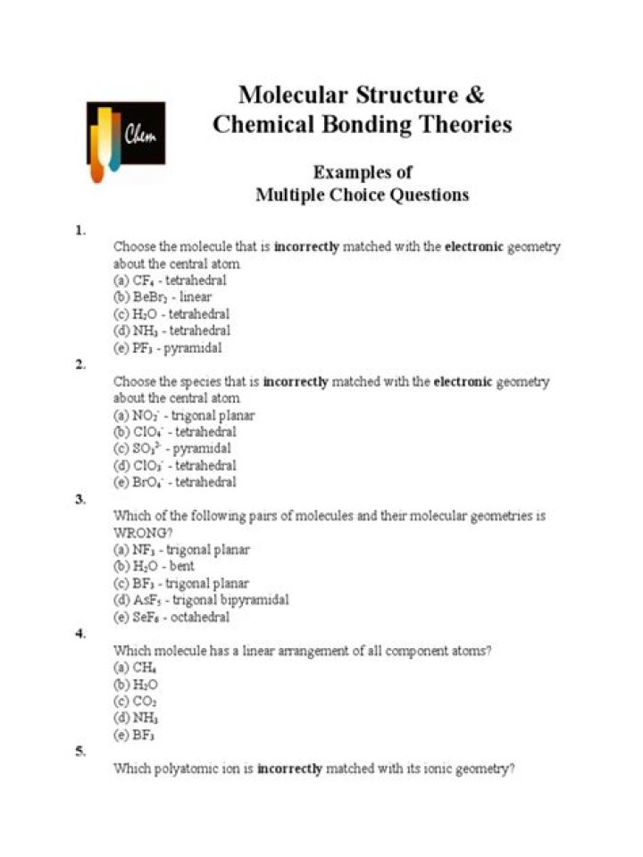Chemical Bonding MCPQs & Answers PDF: Master Key Concepts