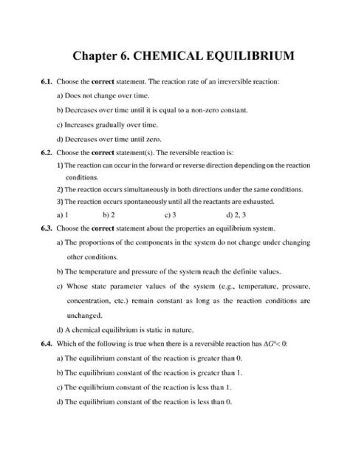 Chemical Equilibrium Exercises and Answers PDF – Study Guide