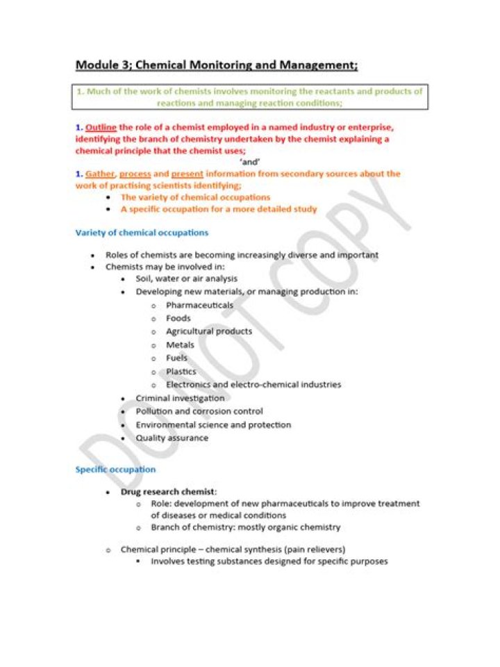 Chemical Monitoring and Management Notes PDF for Compliance