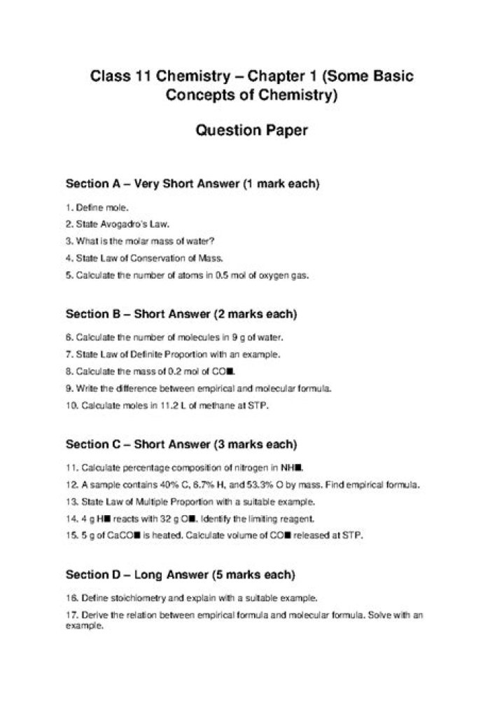 Chemistry Chapter 1 Test PDF – Free Download & Practice