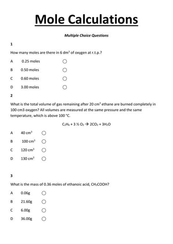 Chemistry Moles Questions & Answers PDF – Perfect for Exam Prep