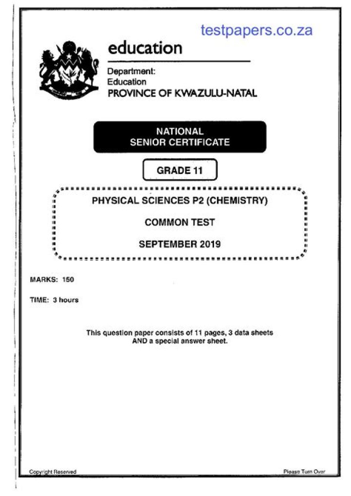 Free Download Chemistry Past Papers with Answers PDF