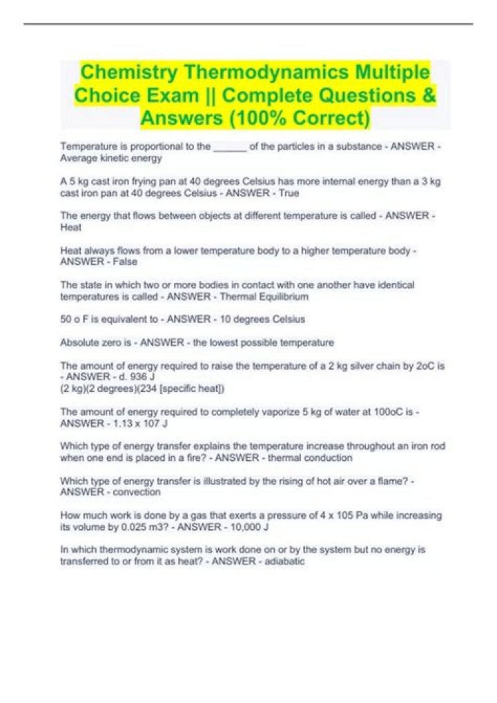 Chemistry Thermodynamics Questions & Answers PDF: Master Key Concepts