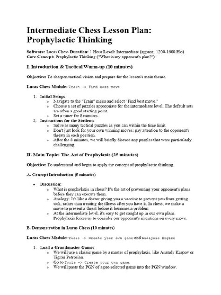 Complete Chess Lesson Plan PDF for Beginners