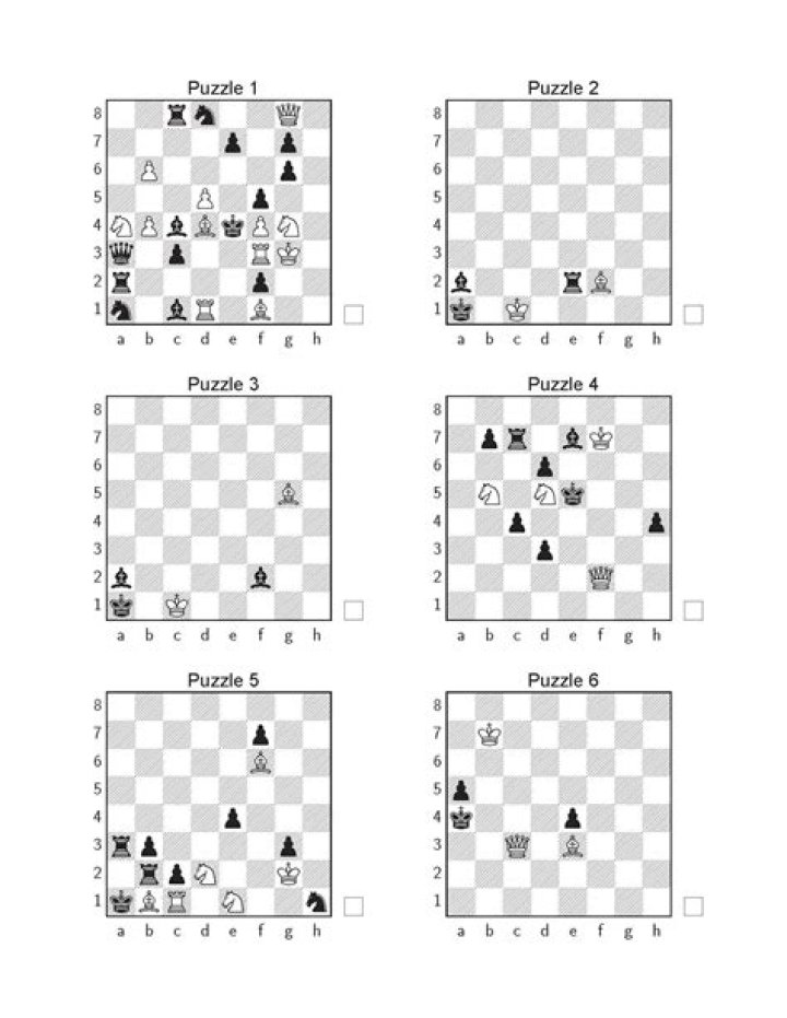 Printable Chess Puzzles Worksheets PDF for Skill Building