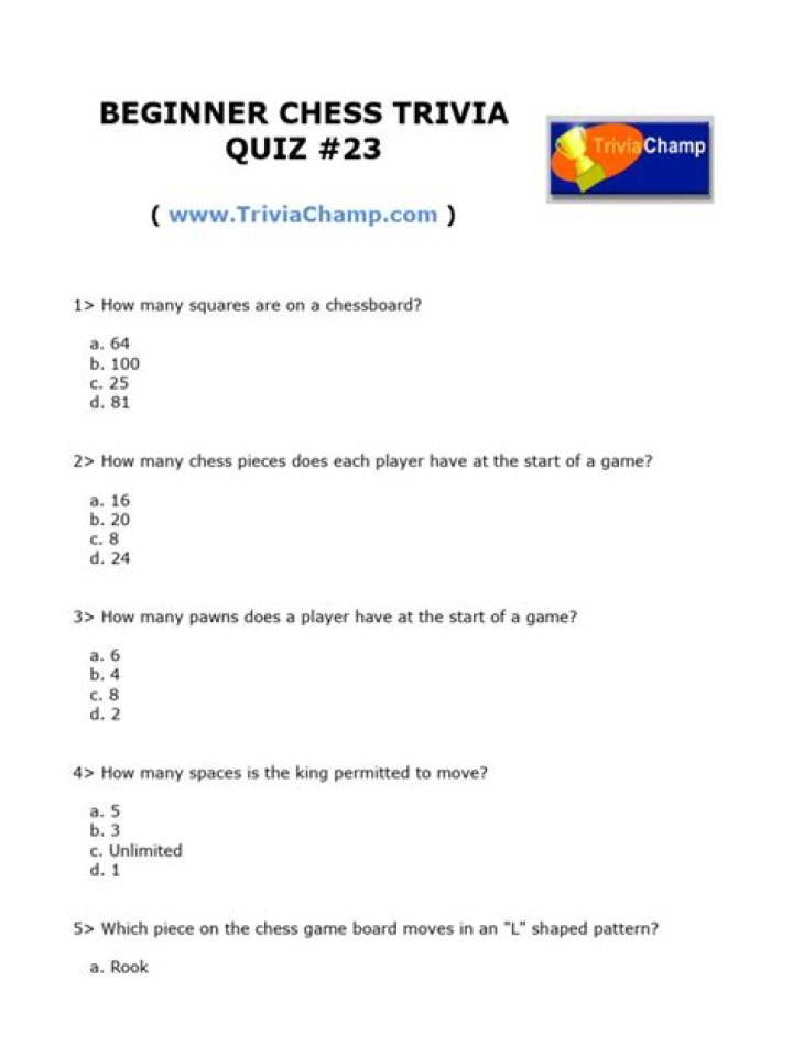 Chess Quiz Questions and Answers PDF for Players
