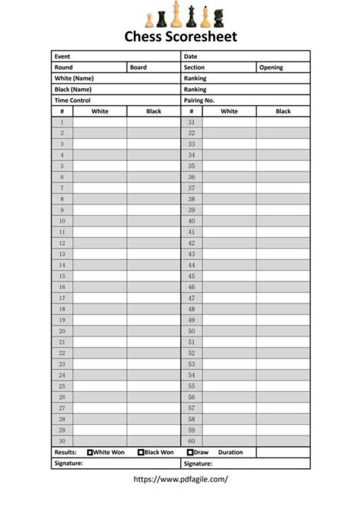 Download Free Chess Record Sheet PDF – Organize Your Games