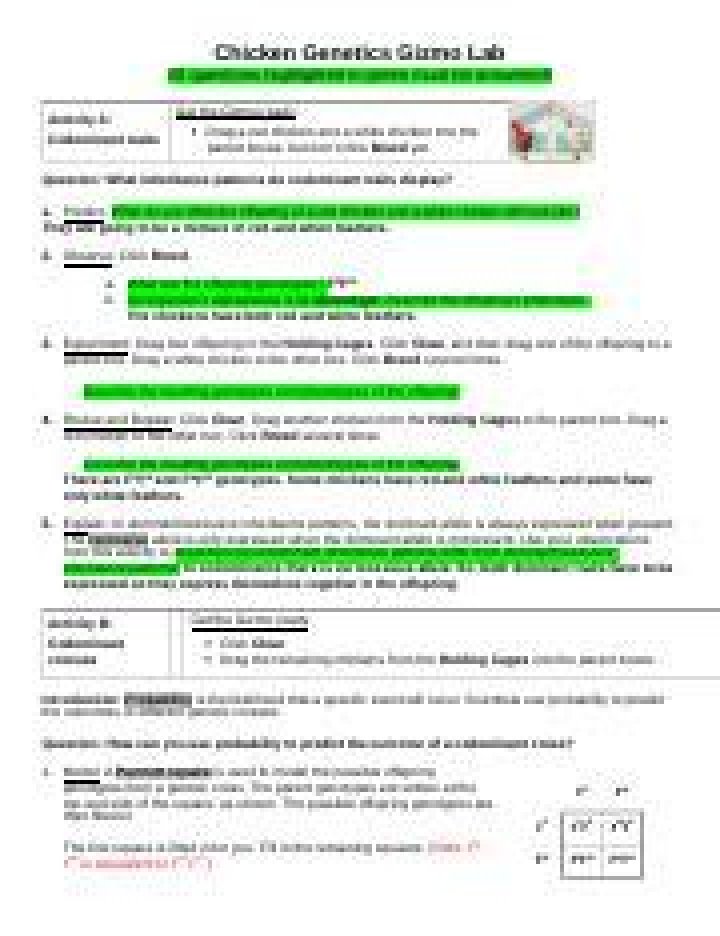 Chicken Genetics Gizmo Answer Key PDF – Instant Solution Guide