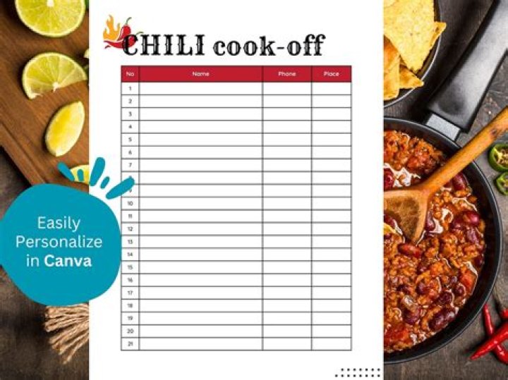 Chili Cook Off Sign Up Sheet PDF – Early Registration Now!