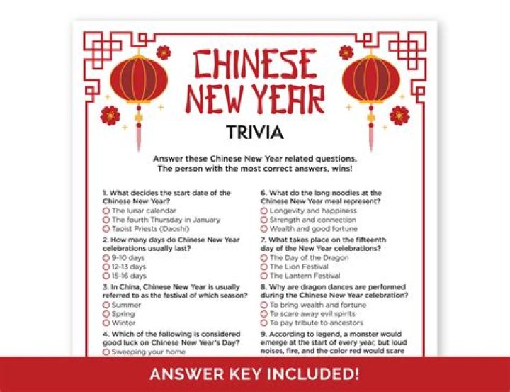 Chinese New Year Trivia Questions and Answers PDF