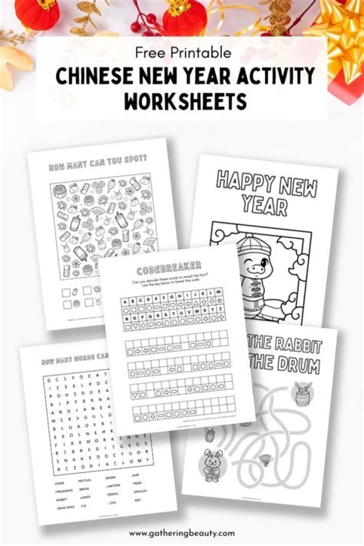 Chineses New Year Worksheets PDF: Free Printable Activity Sheets