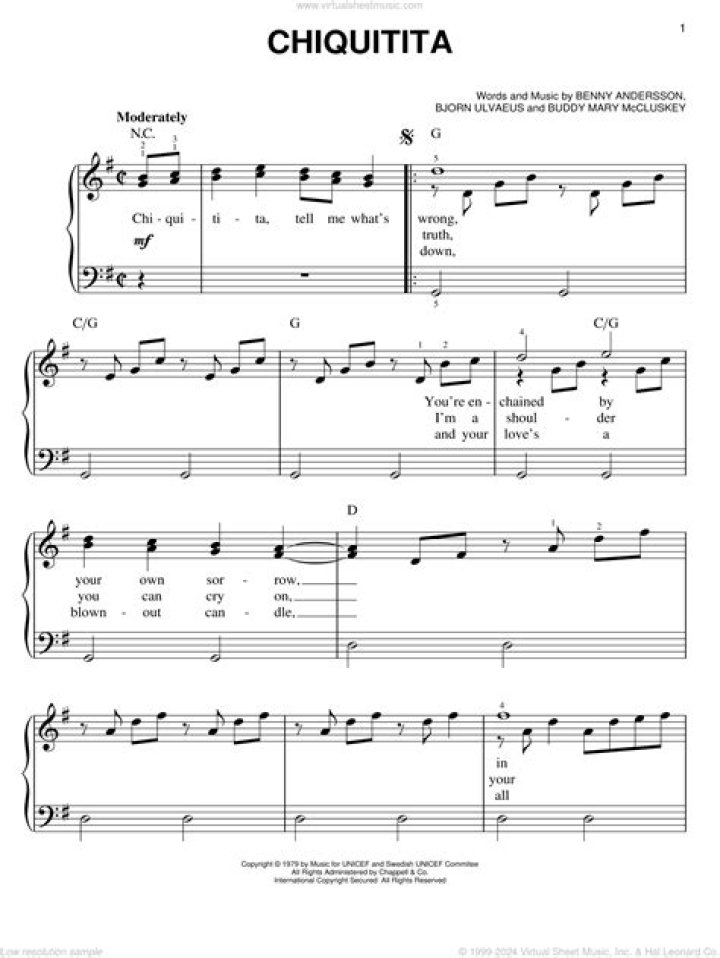 Chiquitita Piano Sheet PDF – Easy Download for Beginners