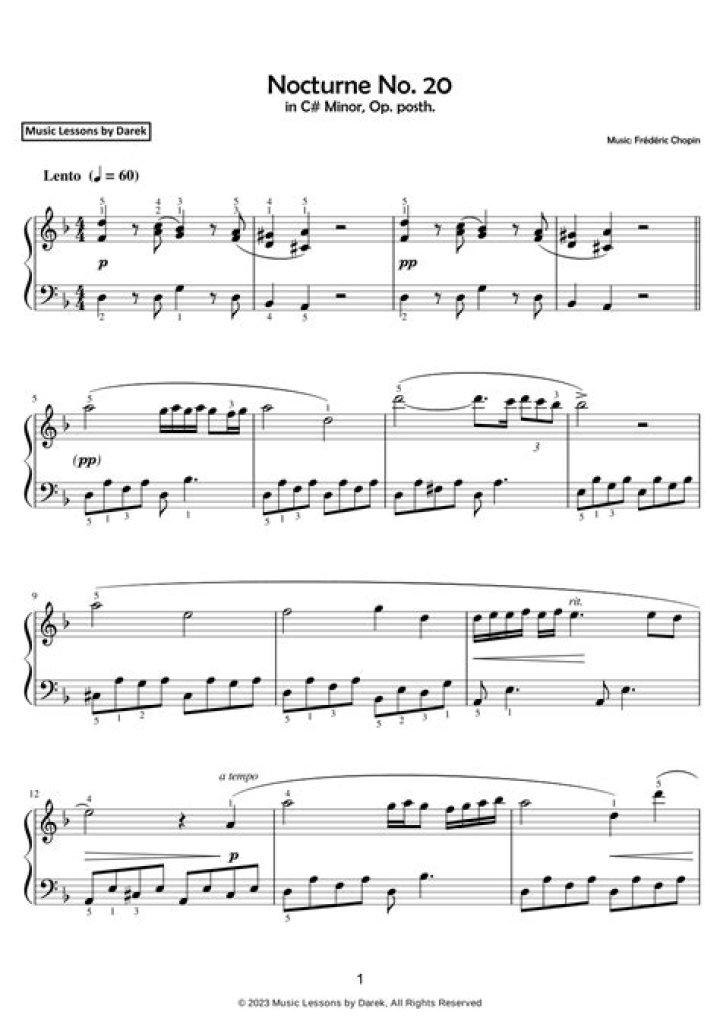 Chopin Nocturne No. 20 Sheet Music PDF Download – Free Download