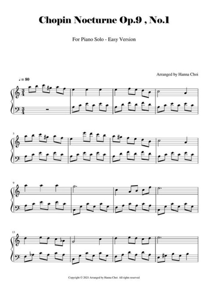 Chopin Nocturne Op. 9 No. 1 Sheet Music PDF Download