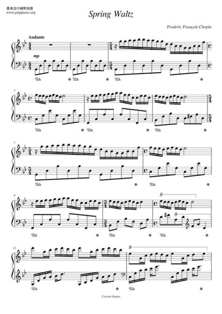 Download Chopin Spring Waltz Sheet Music PDF for Instant Piano Playing
