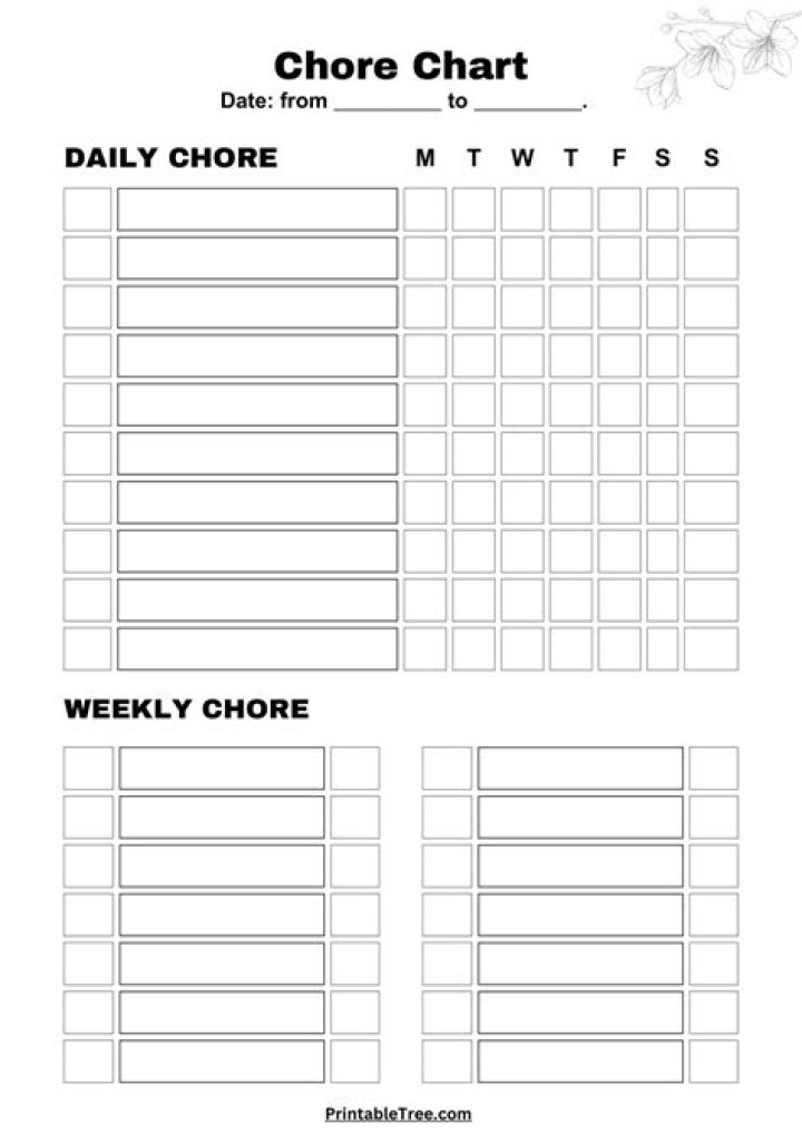 Free Chore List Template PDF – Organize Household Tasks Easily