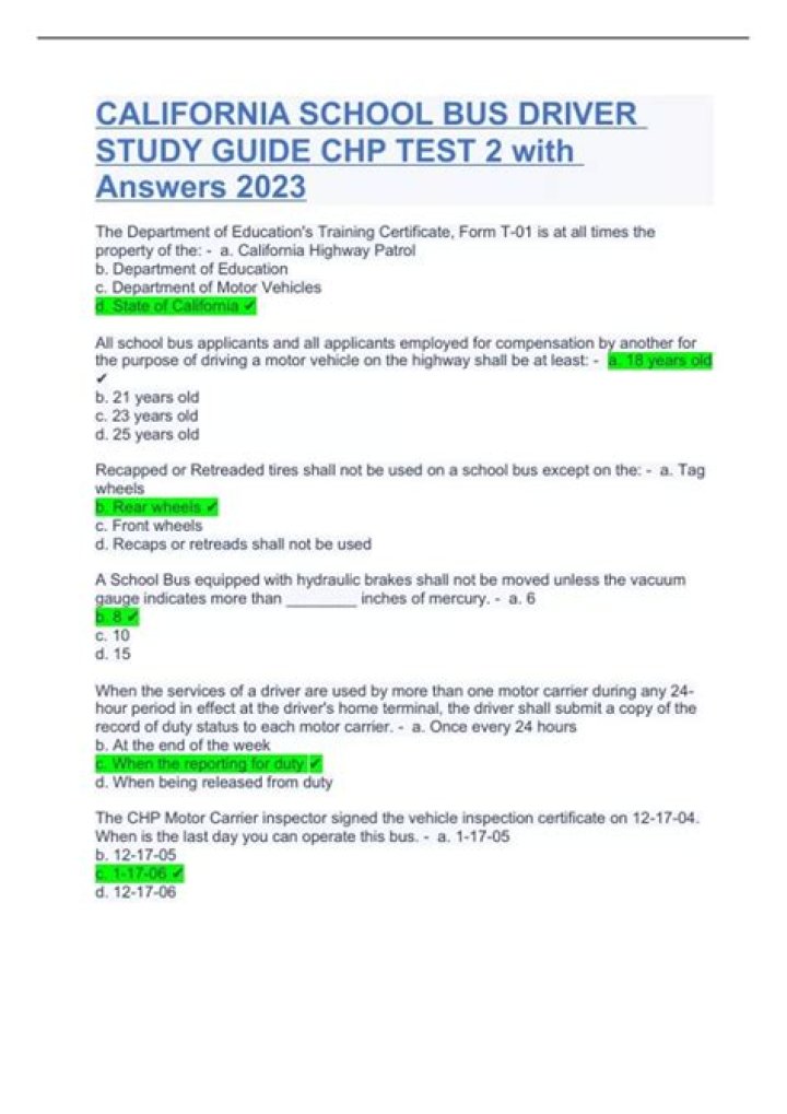 CHP School Bus Practice Test 3 PDF Free Download – Pass with Confidence
