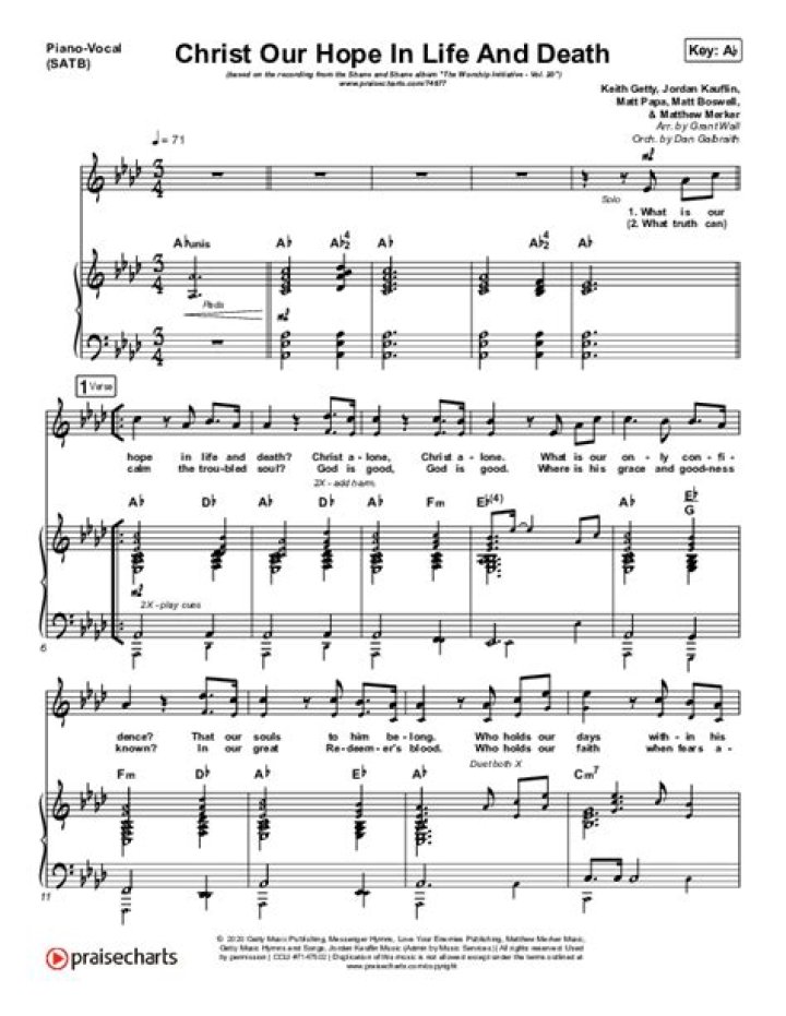 Christ Our Hope in Life and Death Sheet Music PDF