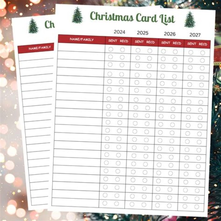 2022 Christmas Card List PDF – Free Printable Templates