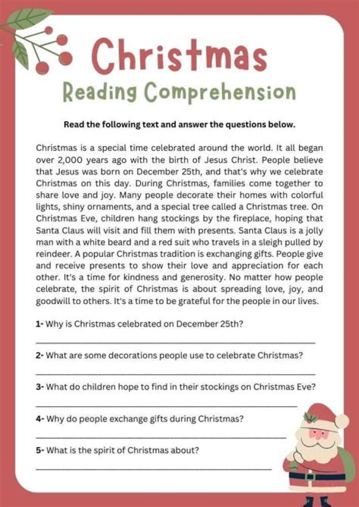 Christmas Comprehension Passages with Questions PDF – Instant Download
