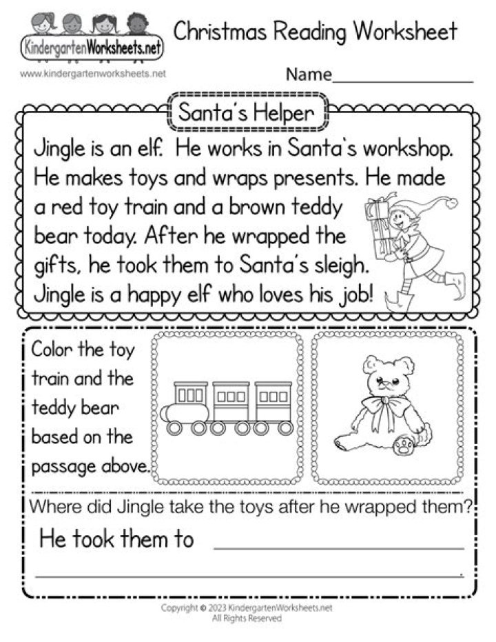 Christmas Reading Worksheets PDF for Kids & Teachers