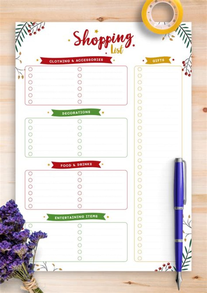 Christmas Shopping List Template PDF – Easy Holiday Shopping Plan