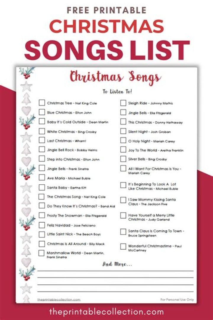 Christmas Songs List PDF: Top 50 Favorite Holiday Hits