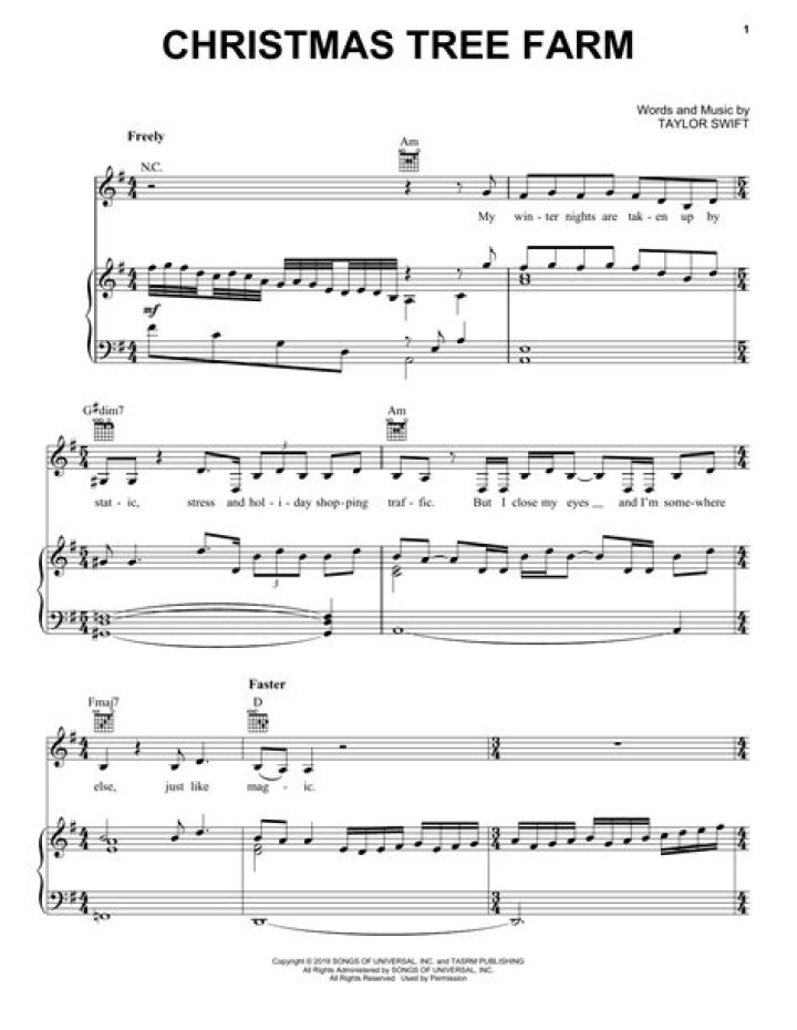 Download Free Christmas Tree Farm Sheet Music in PDF