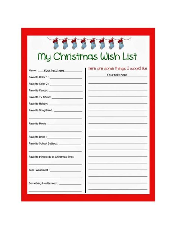 Christmas Wish List Template PDF – Instant Download & Print