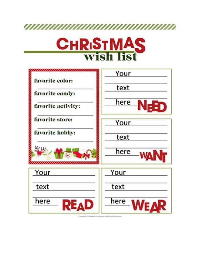 Printable Christmas Wish List Template PDF – Free Download