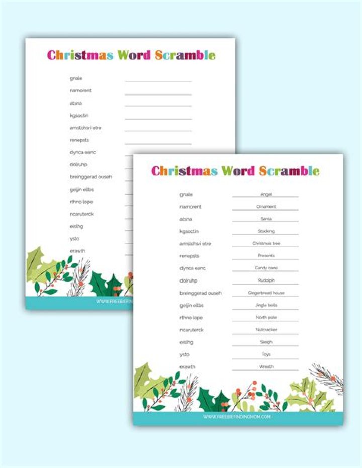 Christmas Word Scramble Answers PDF – Instant Printable Puzzles