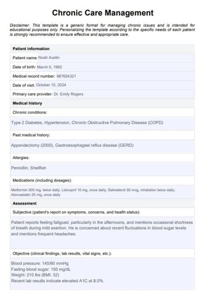 Chronic Care Management Template PDF: Streamline Patient Care