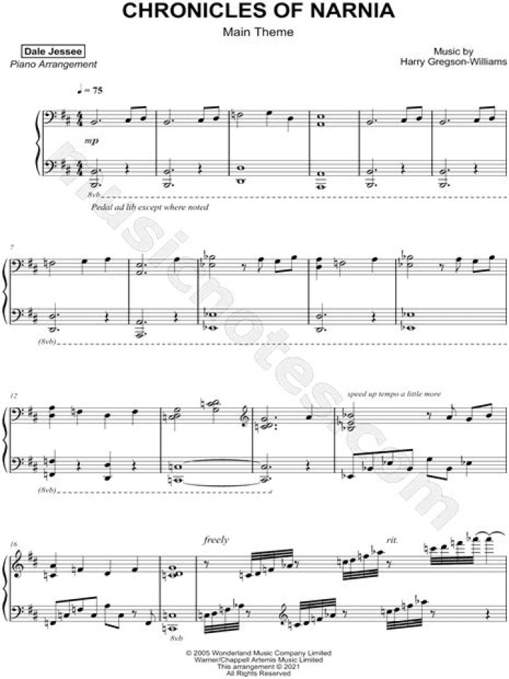 Chronicles of Narnia Piano Sheet Music PDF for Free Download