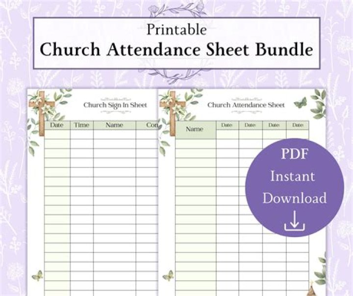 Church Attendance Sheet PDF for Weekly Tracking
