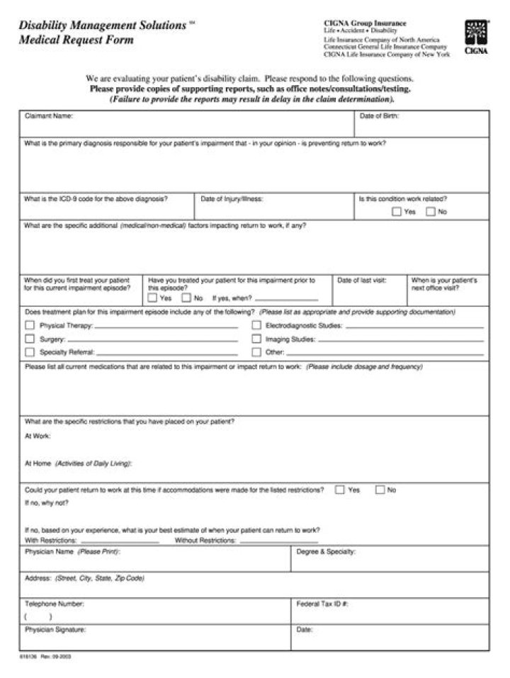 Cigna Disability Management: Download Medical Request Form PDF